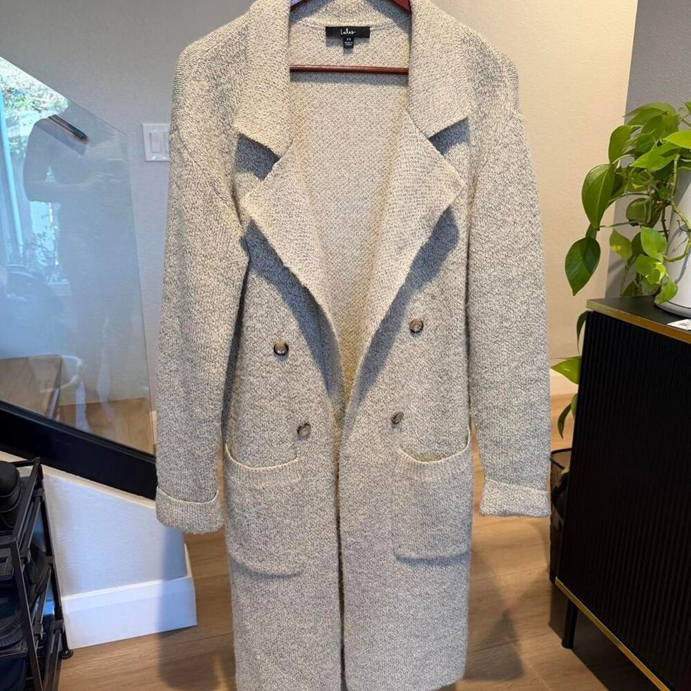 Lulu's Grey and Cream Heathered Knit Cardigan